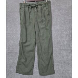 Old Navy Linen Blend Pants Women Medium Army Green Wide Leg Lagenlook Capsule